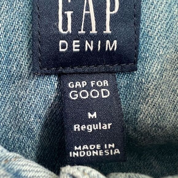 Gap Kids Button-Down Sequin Patches Denim Jacket Light Wash Blue Size M - Picture 12 of 13